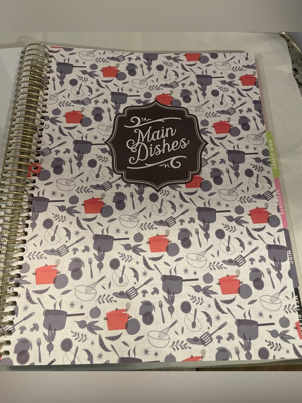 “Let’s Cook” recipe binder, spiral kitchen planner w/stickers & tabbed sections